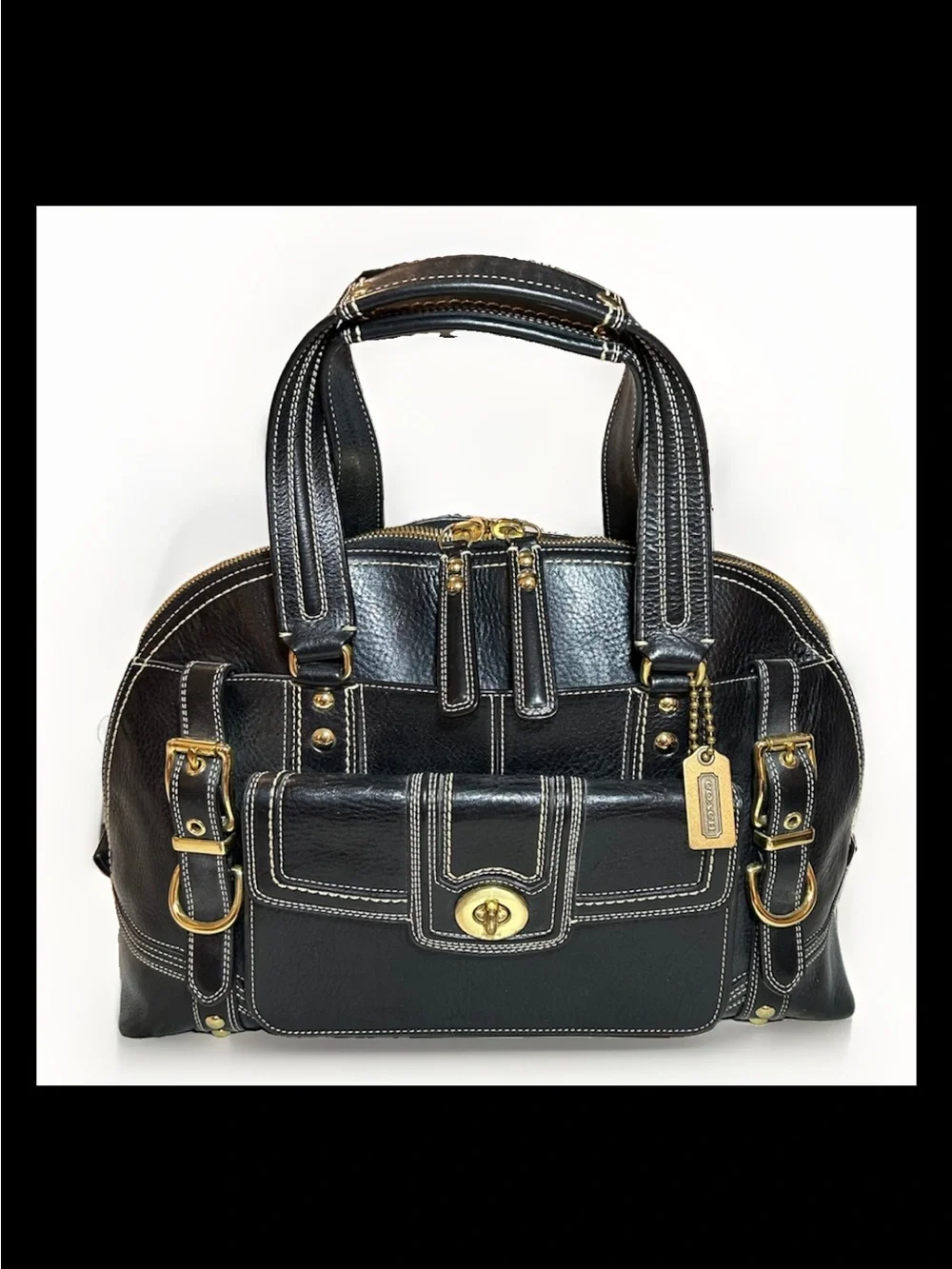Coach Hamptons Miranda Satchel-Black Leather, Brass Hardware 2007 Style: (11085)